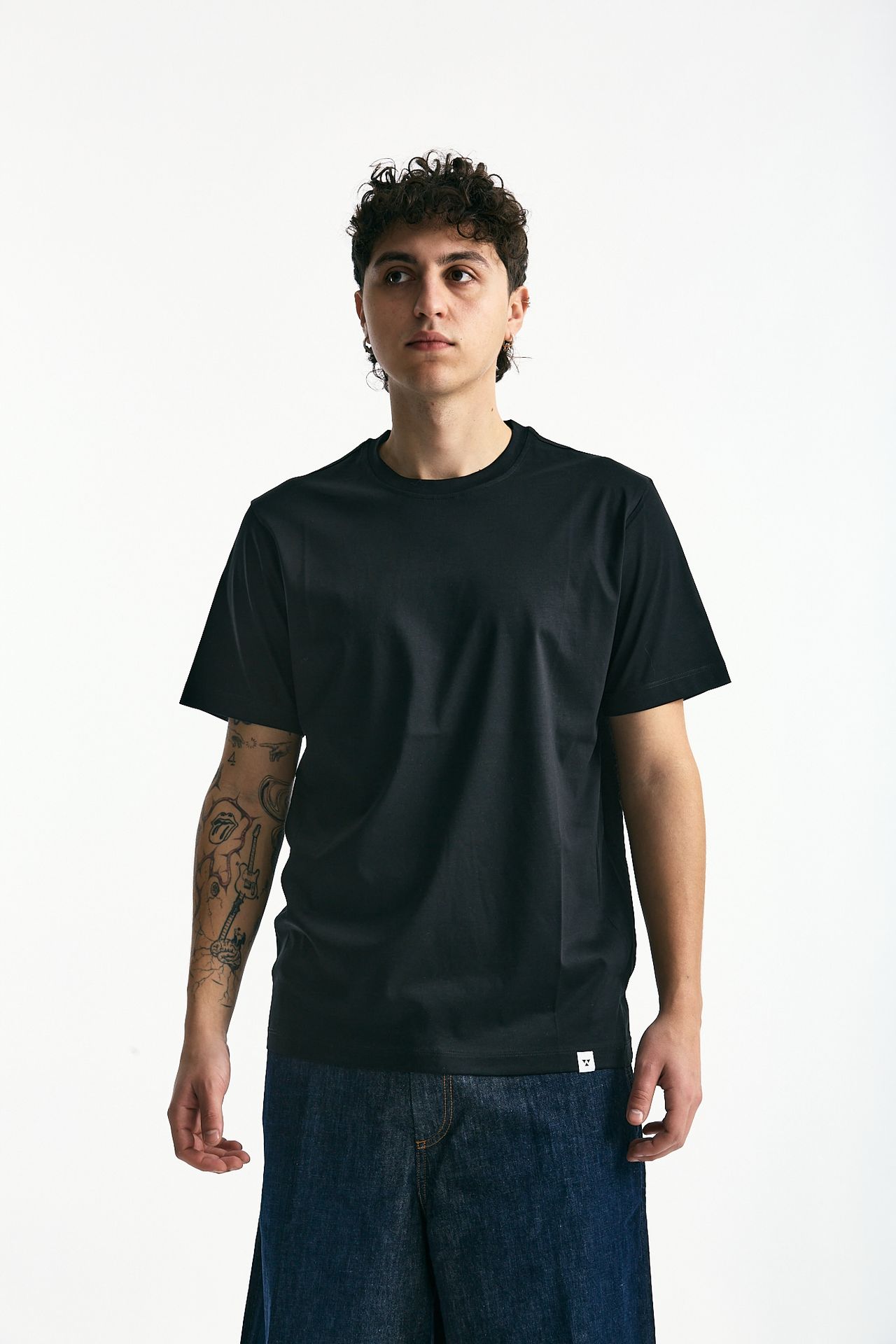 T-shirt in cotone e modale nero men Woc - 2