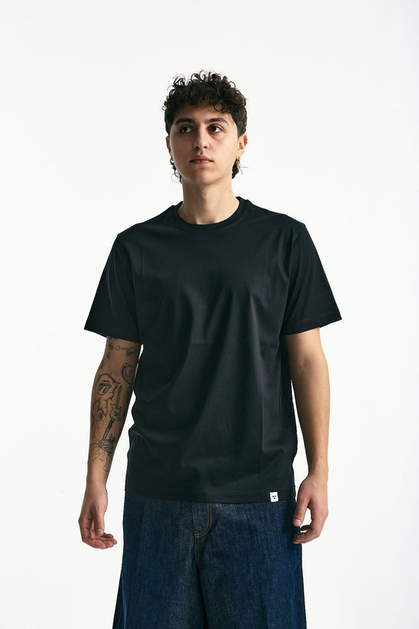 T-shirt in cotone e modale nero men Woc