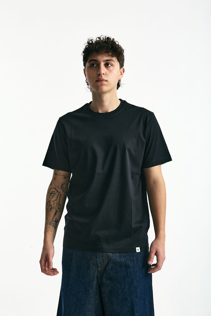 T-shirt in cotone e modale nero men Woc - 2