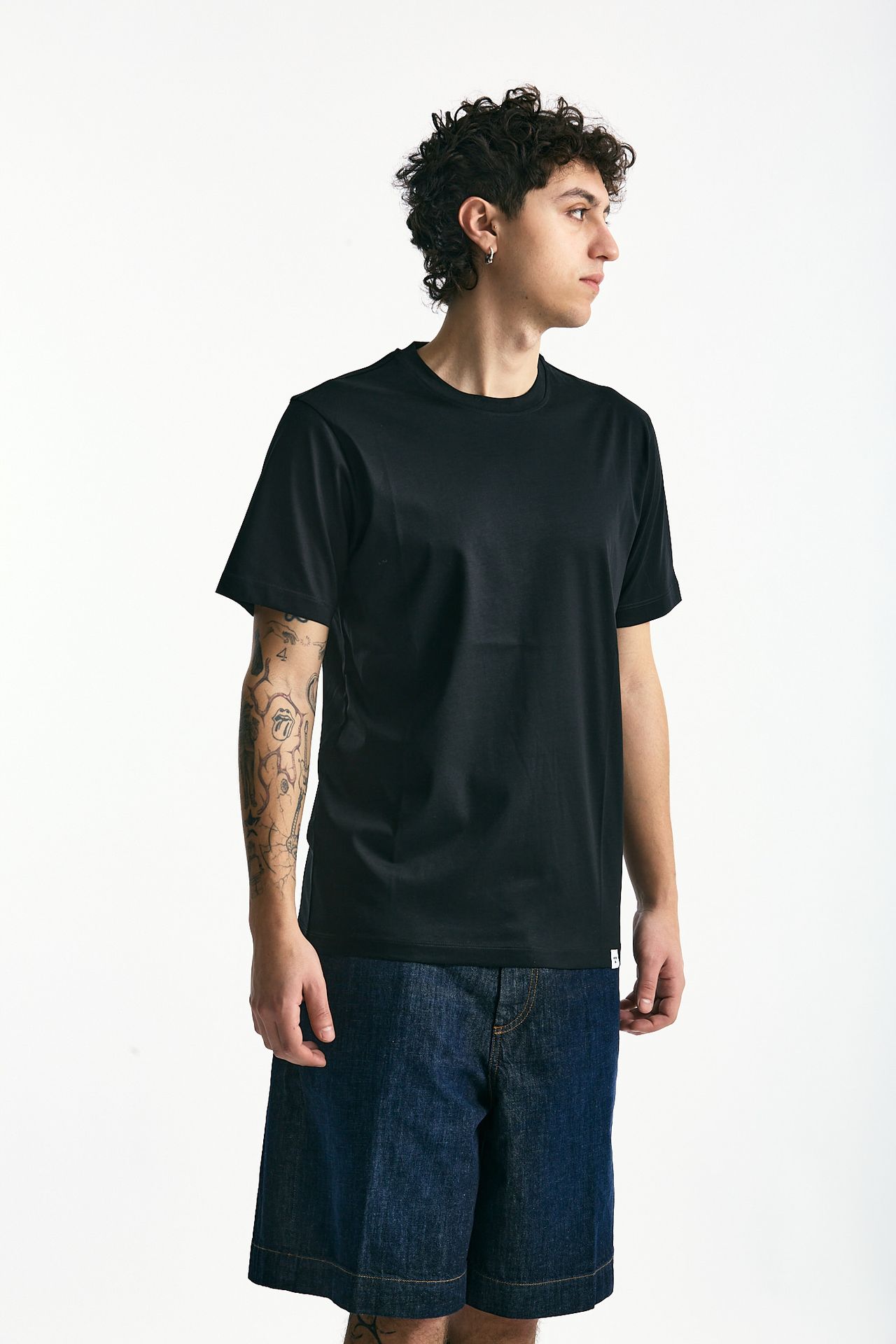 T-shirt in cotone e modale nero men Woc - 1