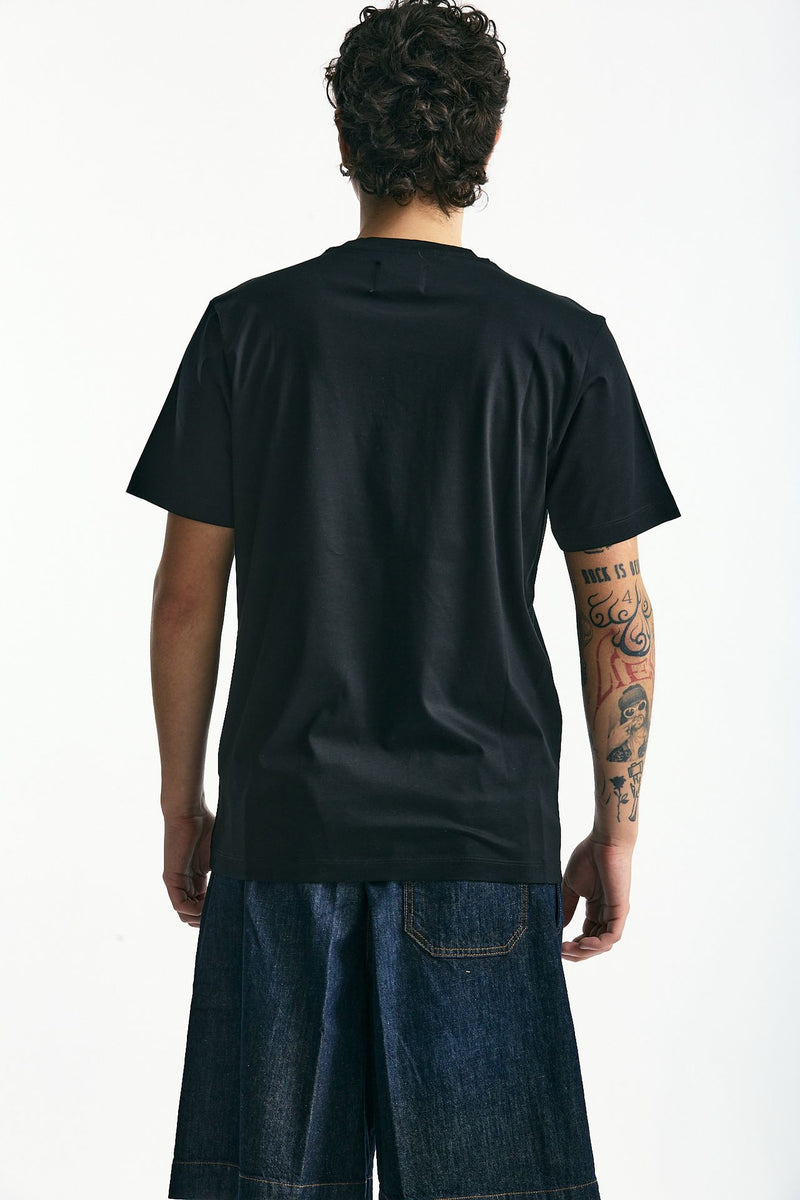 T-shirt in cotone e modale nero men Woc - 3
