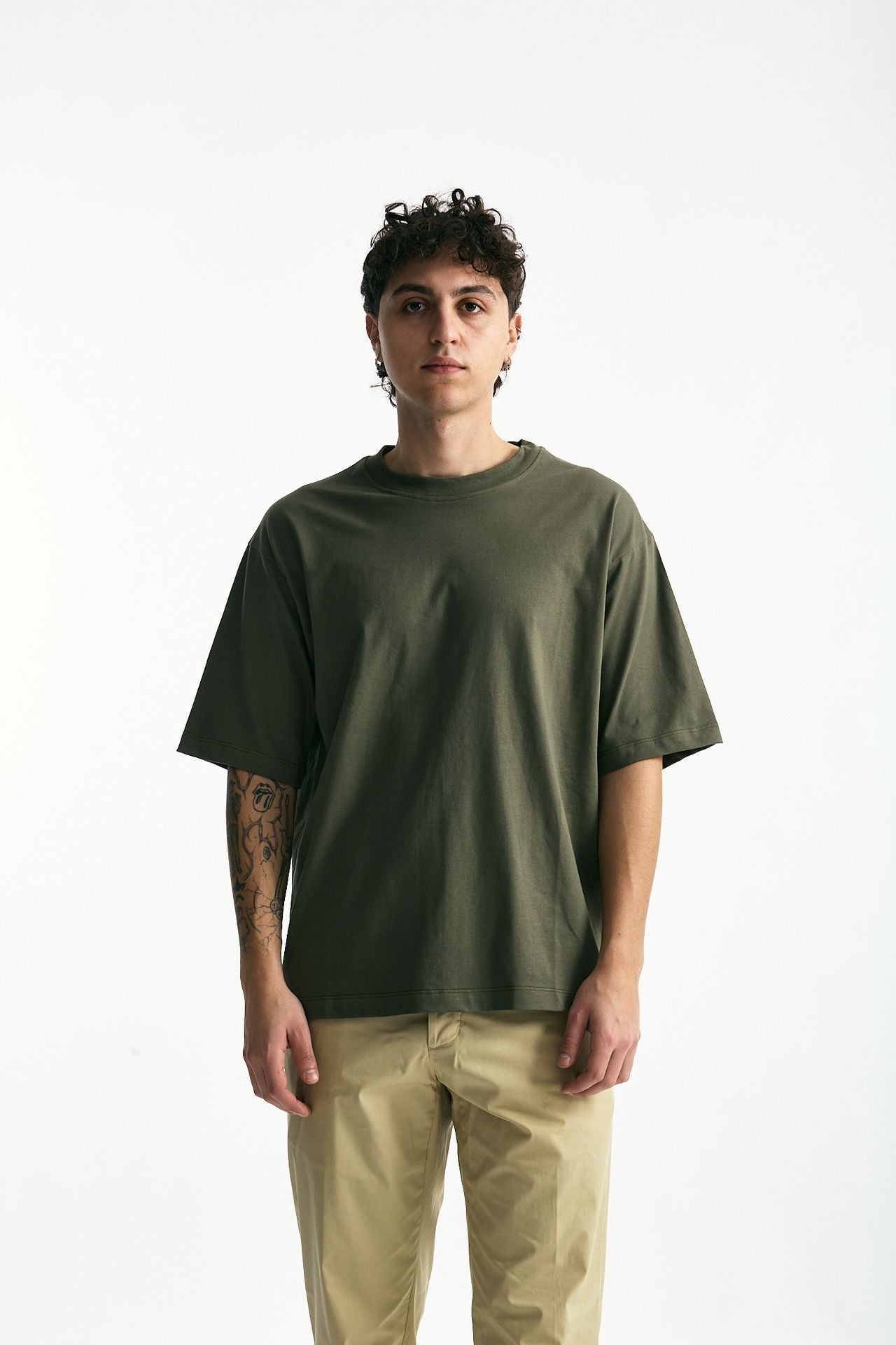 T-shirt in cotone verde men Woc - 1