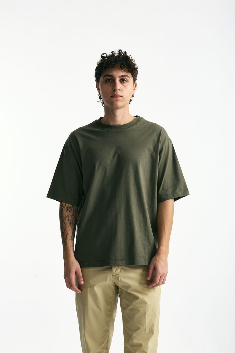 T-shirt in cotone verde men Woc - 1