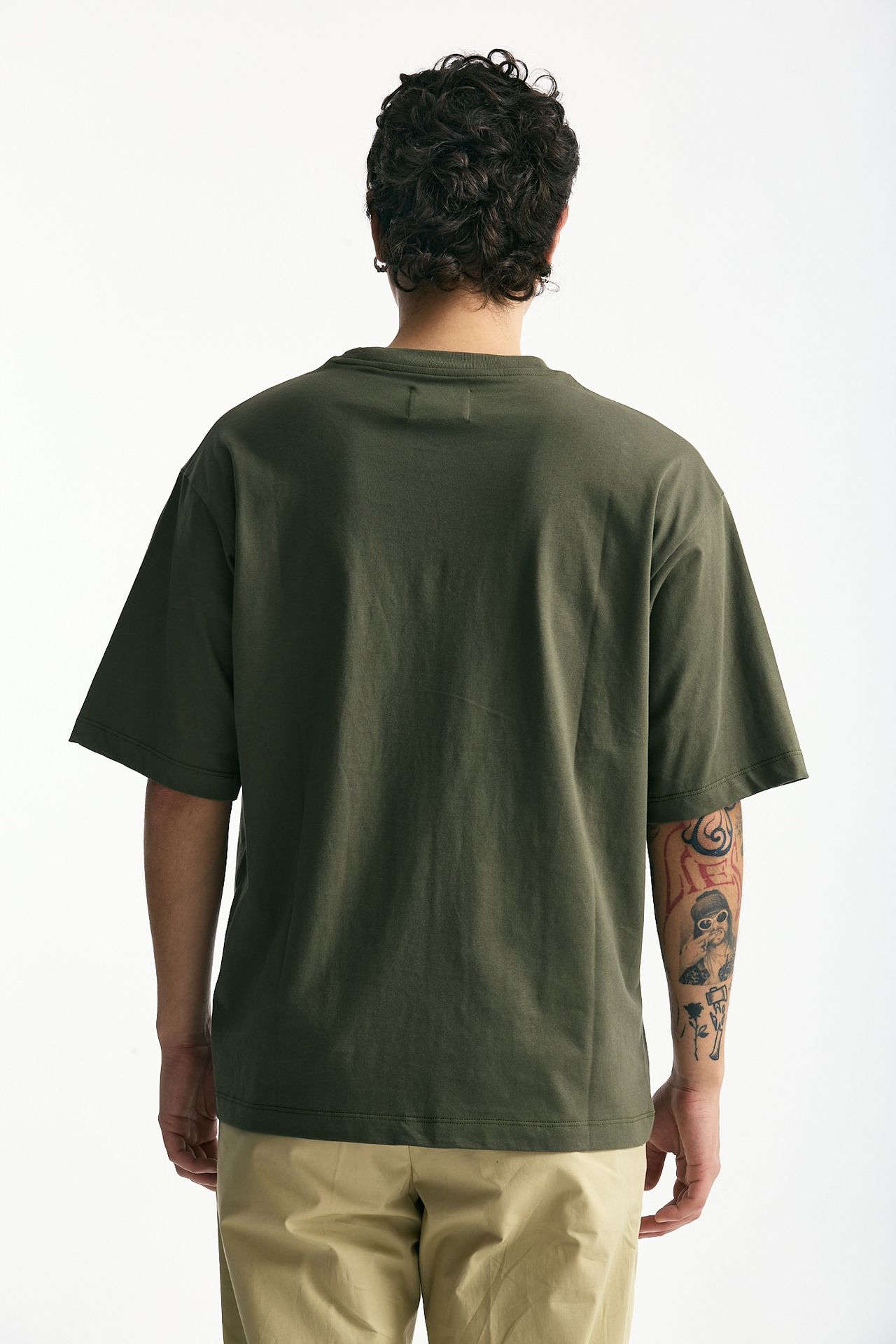 T-shirt in cotone verde men Woc - 3