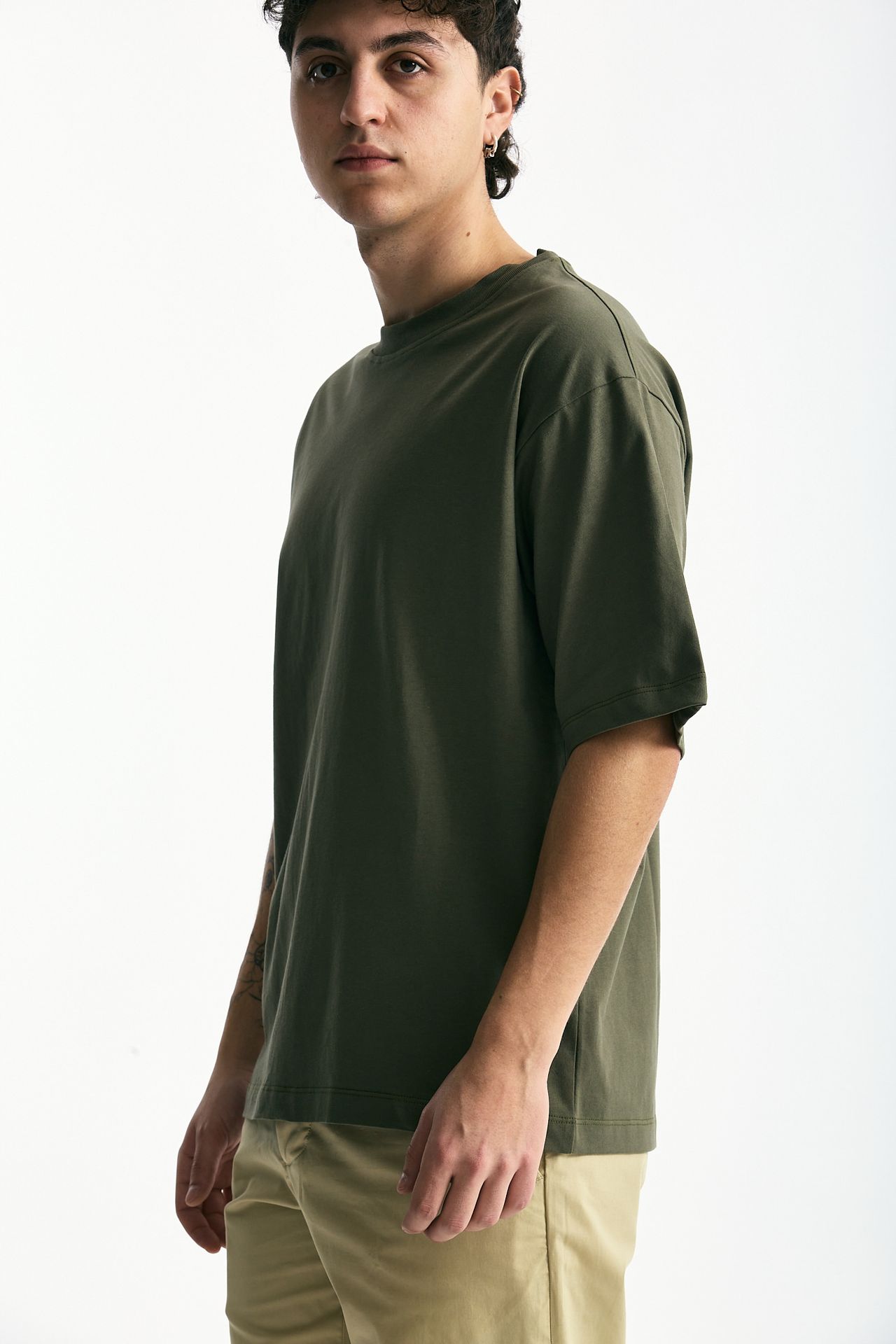 T-shirt in cotone verde men Woc - 4