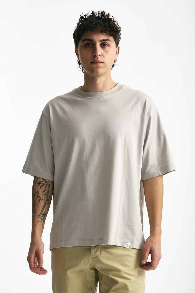 T-shirt in cotone grigio perla men Woc - 2