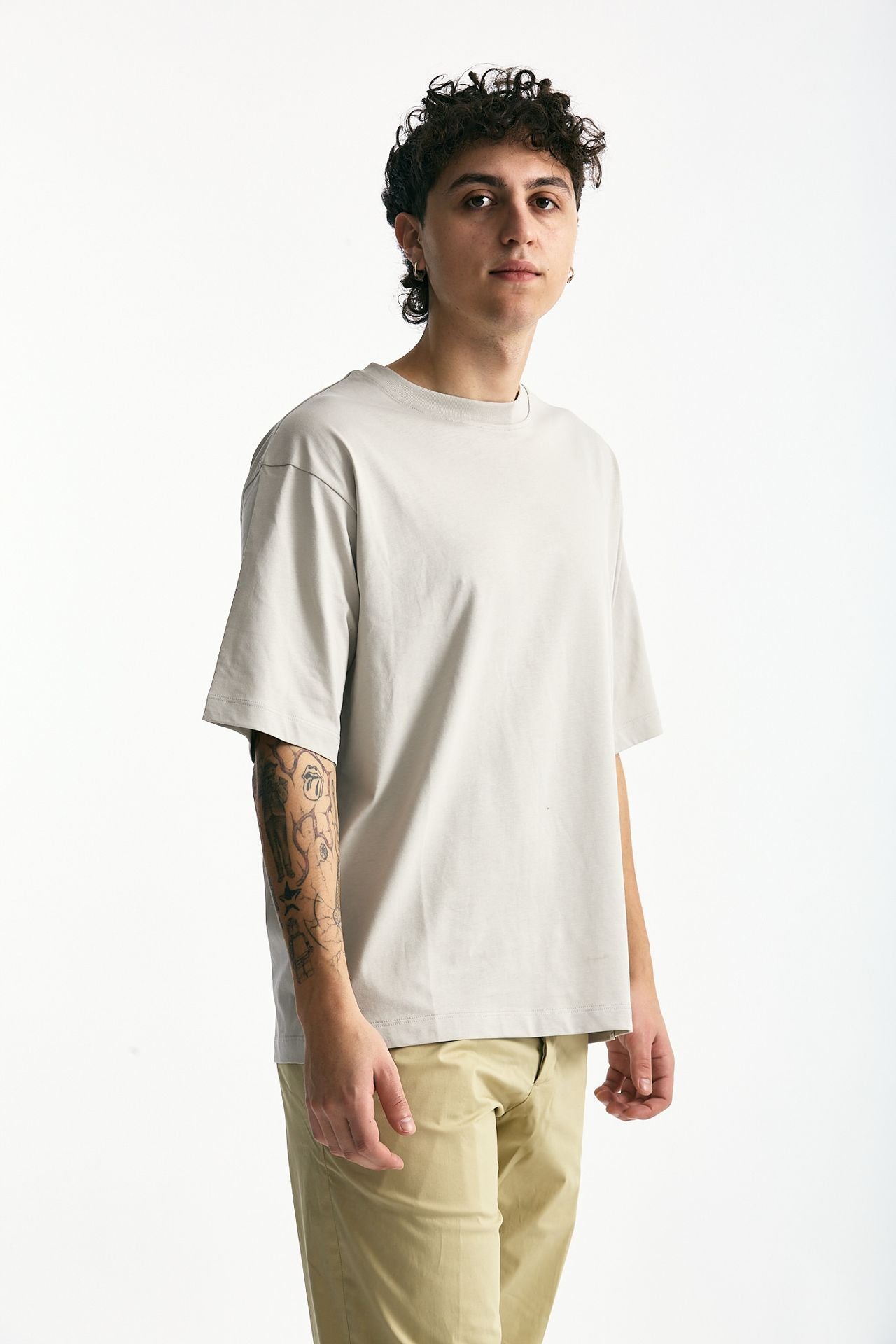 T-shirt in cotone grigio perla men Woc - 1