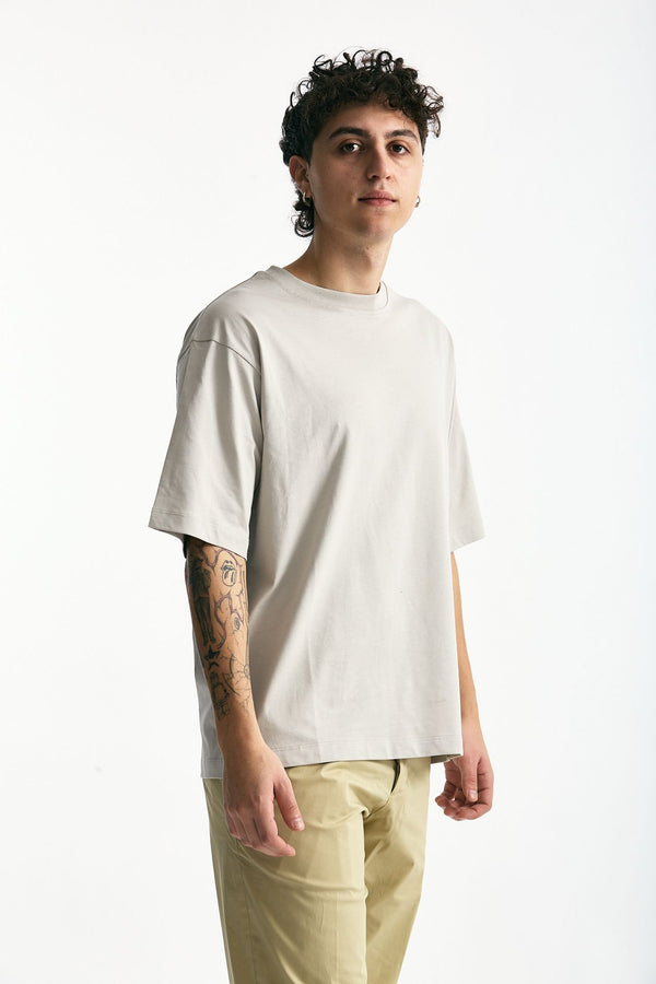 T-shirt in cotone grigio perla men Woc
