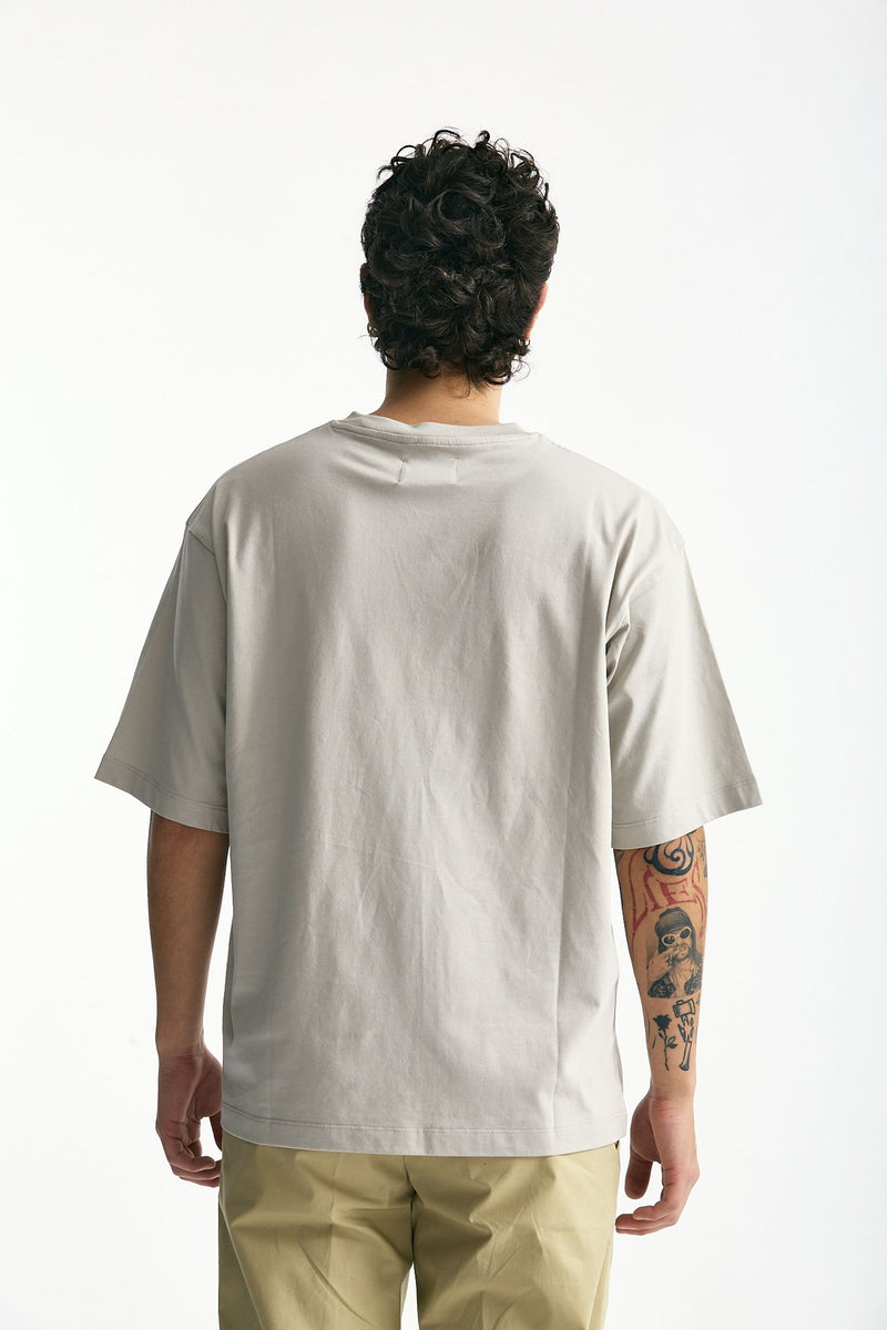 T-shirt in cotone grigio perla men Woc - 3