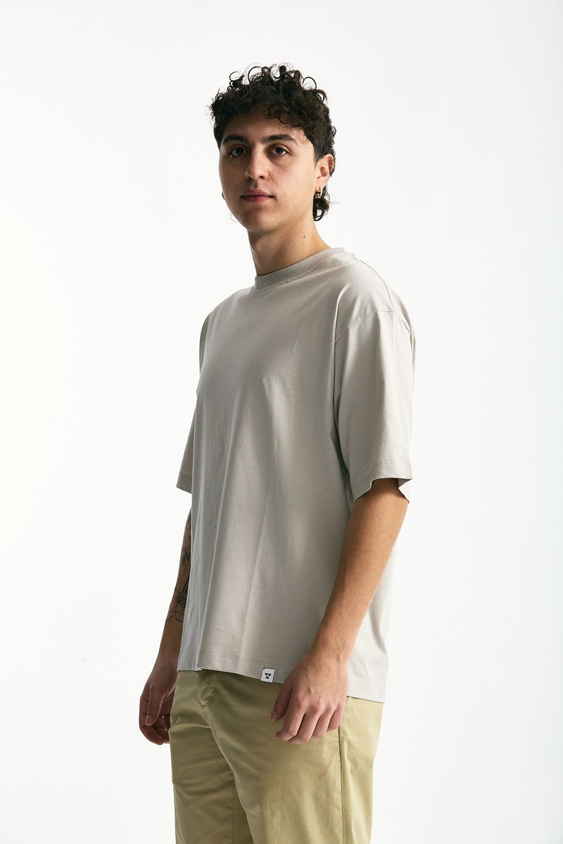 T-shirt in cotone grigio perla men Woc - 4