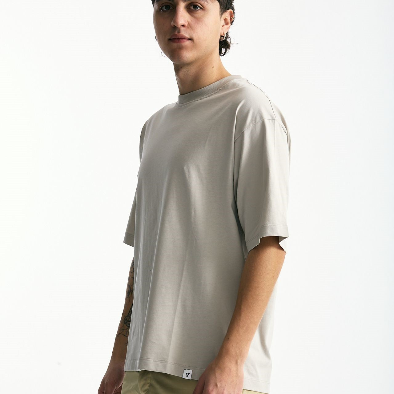 T-shirt in cotone grigio perla men Woc - 7