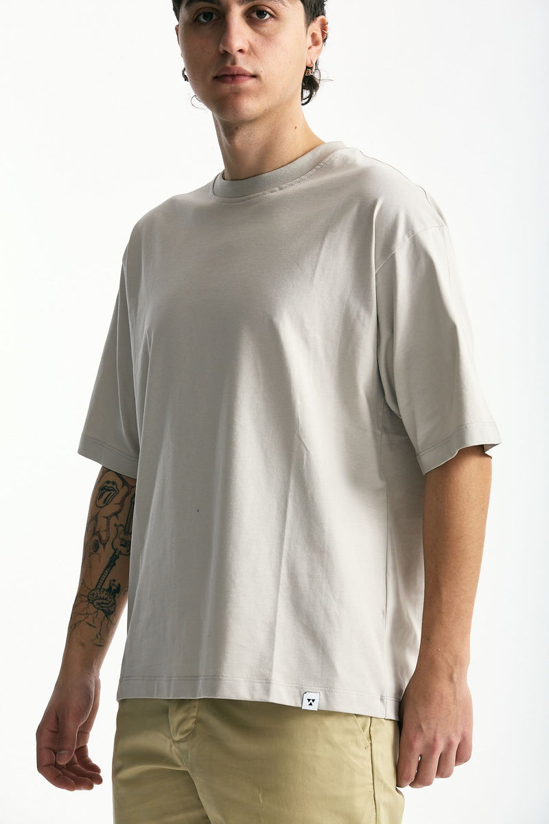 T-shirt in cotone grigio perla men Woc - 5