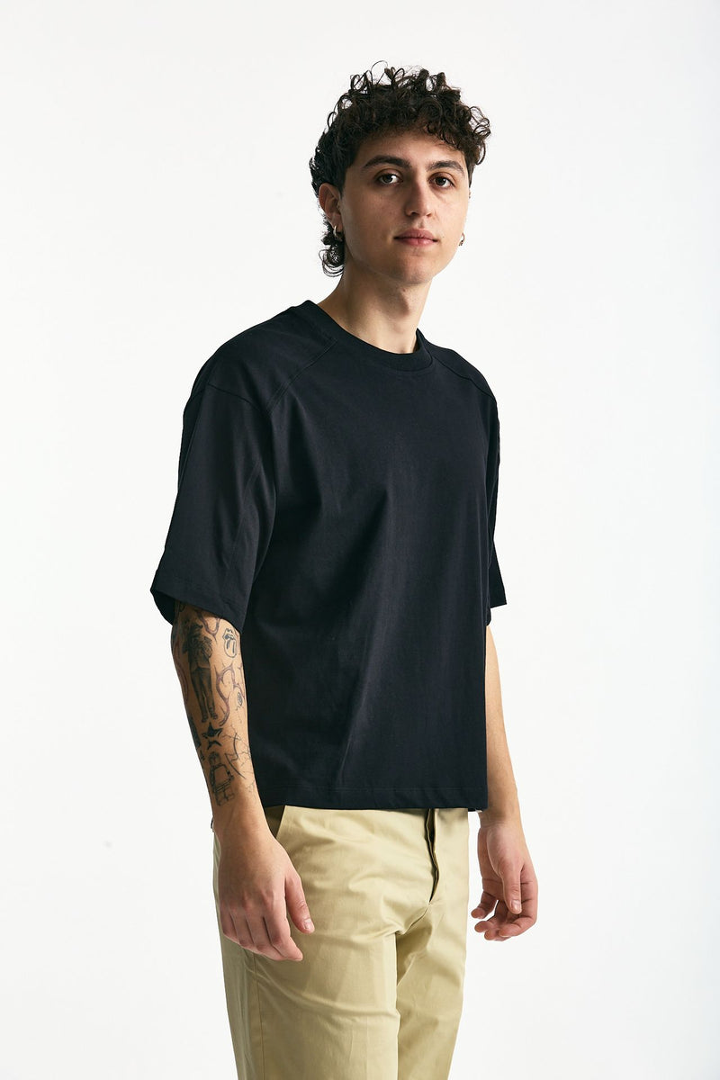 T-shirt boxy in cotone nero men Woc - 3