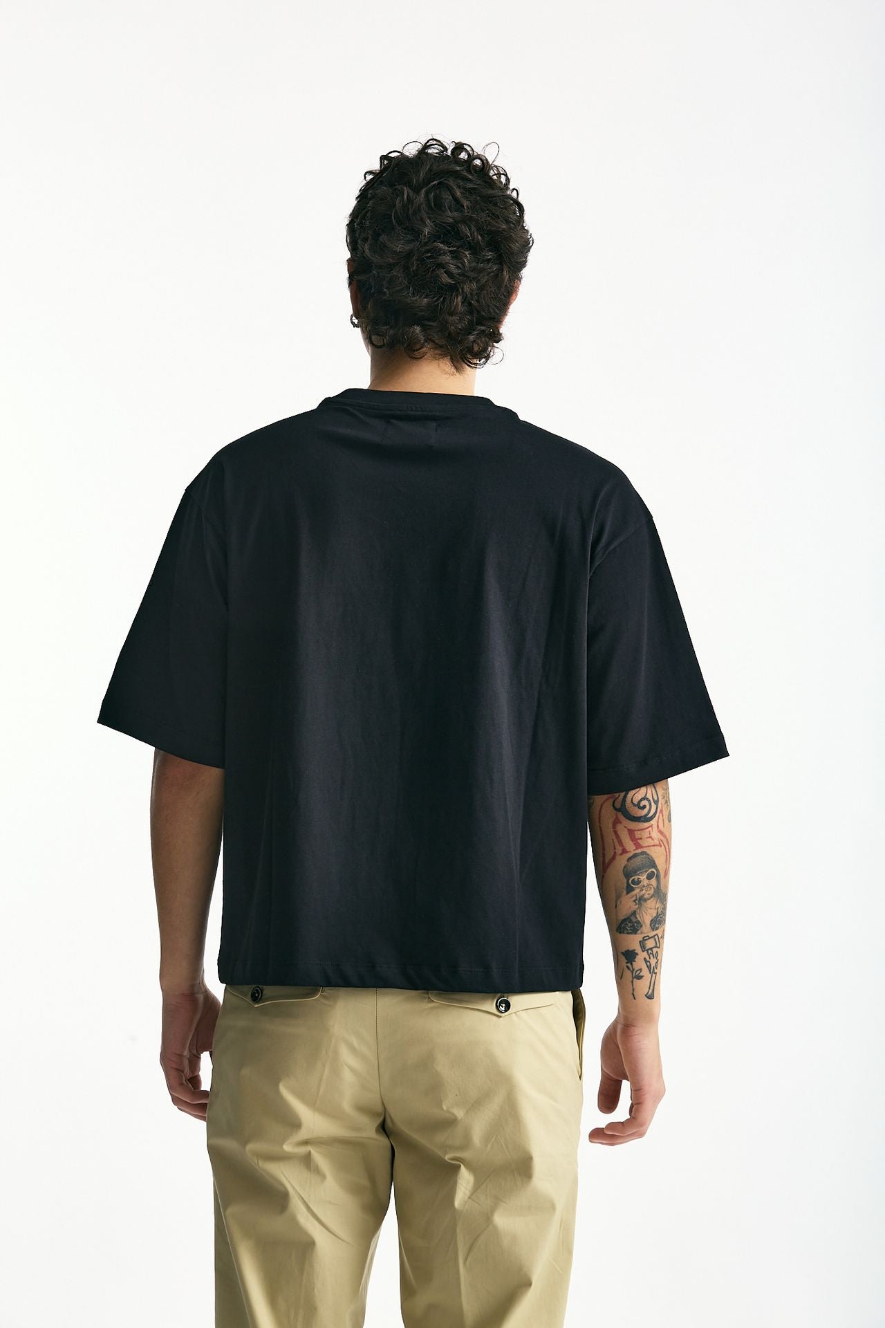 T-shirt boxy in cotone nero men Woc - 4