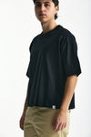 T-shirt boxy in cotone nero men Woc - 1