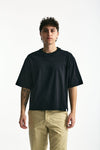 T-shirt boxy in cotone nero men Woc - 2