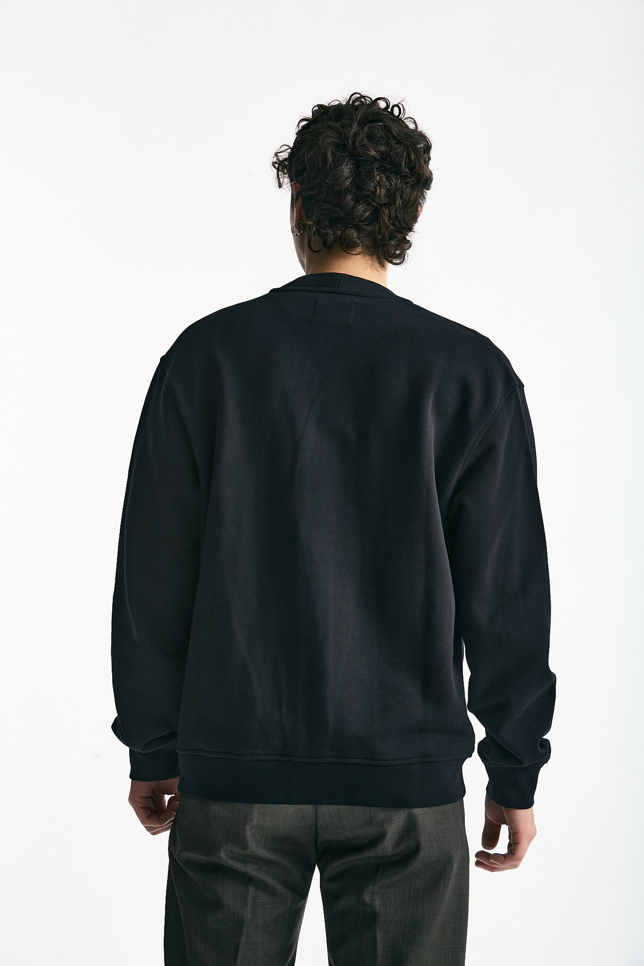 Felpa cardigan in cotone nero men Woc - 3