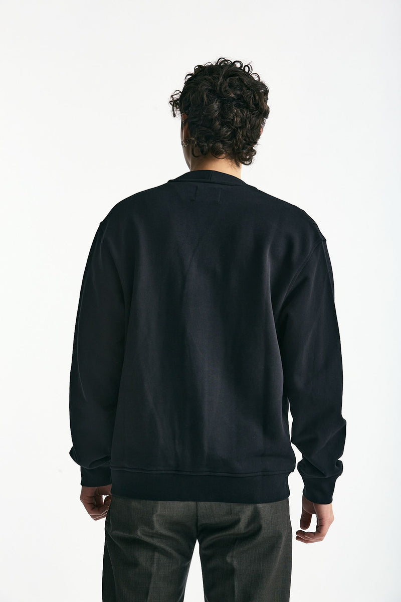 Felpa cardigan in cotone nero men Woc - 3