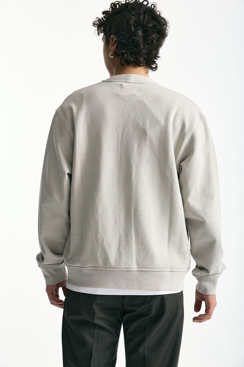 Felpa cardigan in cotone grigio perla men Woc - 4