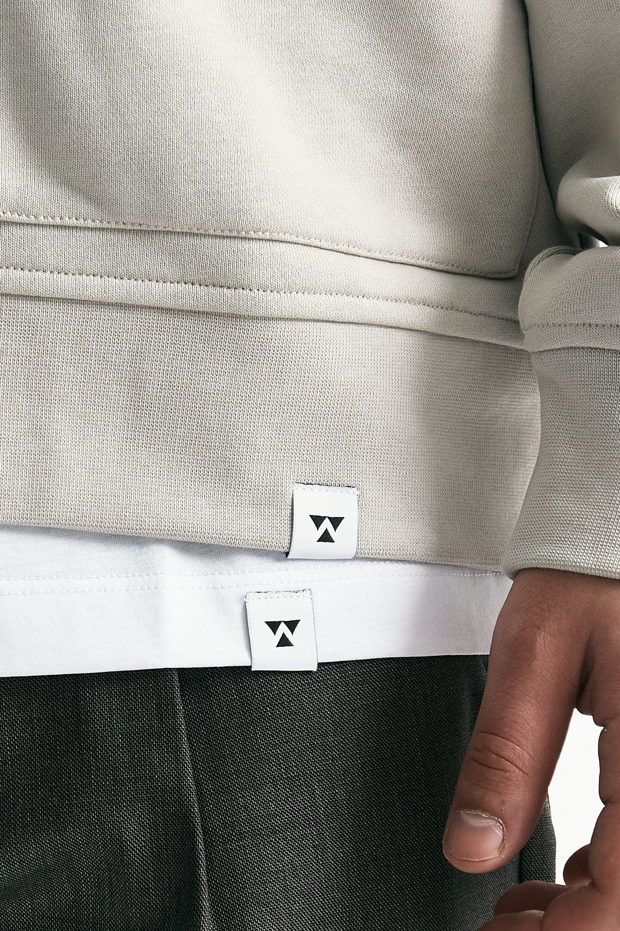 Felpa cardigan in cotone grigio perla men Woc - 6