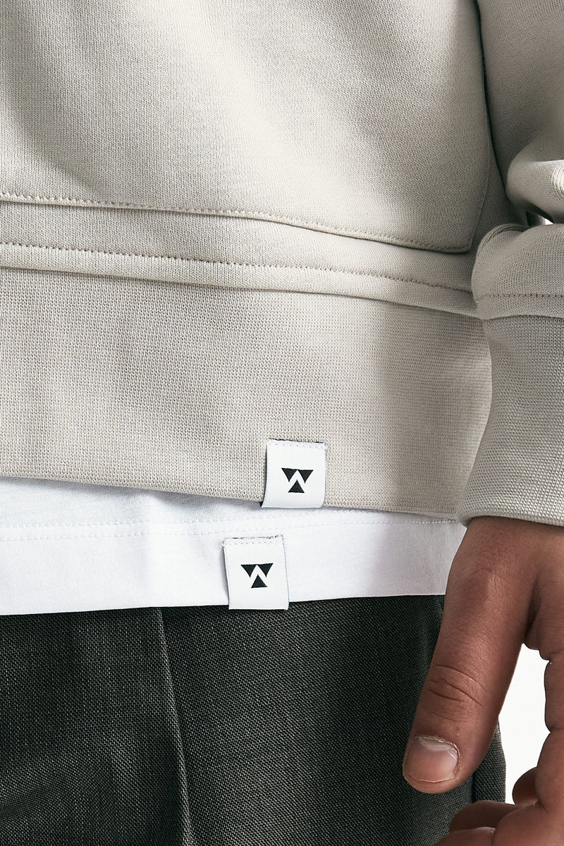 Felpa cardigan in cotone grigio perla men Woc - 6