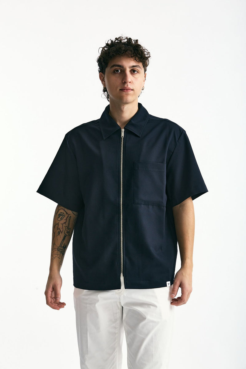 Camicia mezza manica blu men Woc - 2