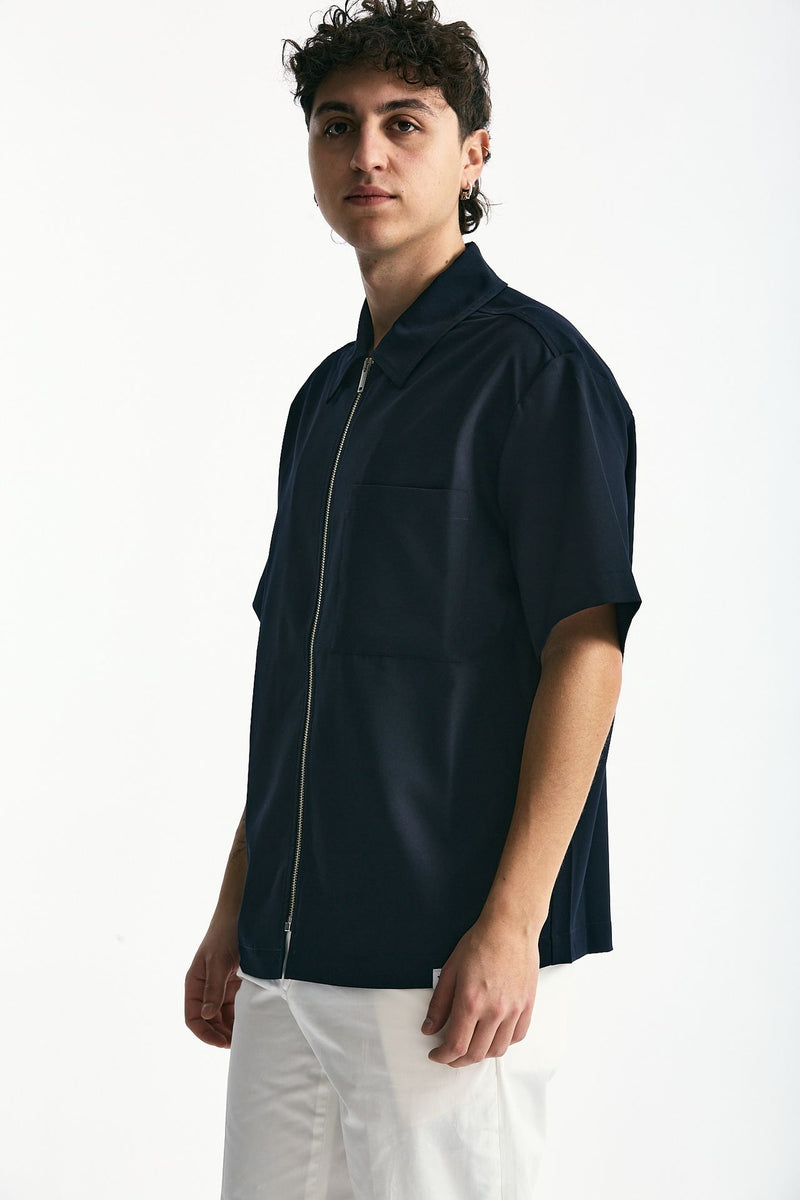 Camicia mezza manica blu men Woc - 1