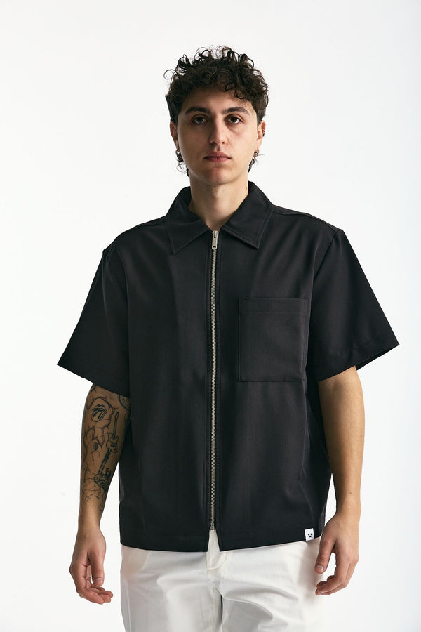 Camicia mezza manica marrone men Woc