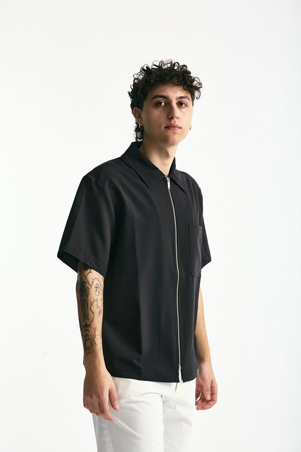 Camicia mezza manica marrone men Woc