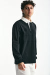 Polo in cotone nero lavato men Woc - 3