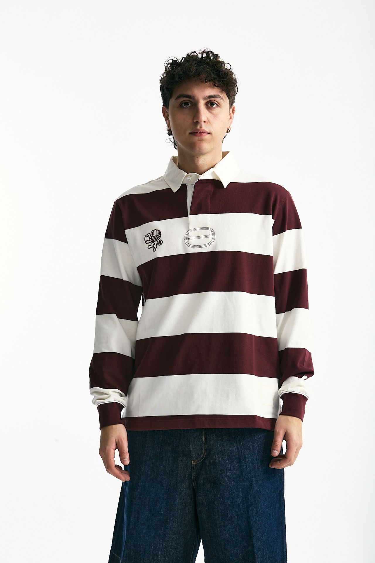 Polo in cotone Rigato bianco e bordeaux men Woc - 1