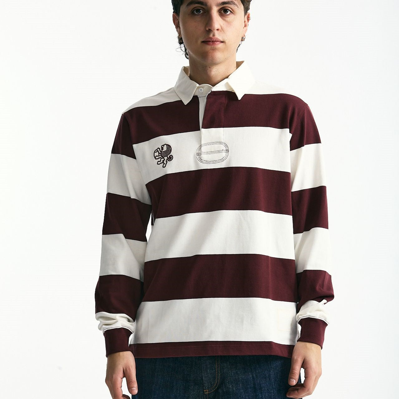 Polo in cotone Rigato bianco e bordeaux men Woc - 7