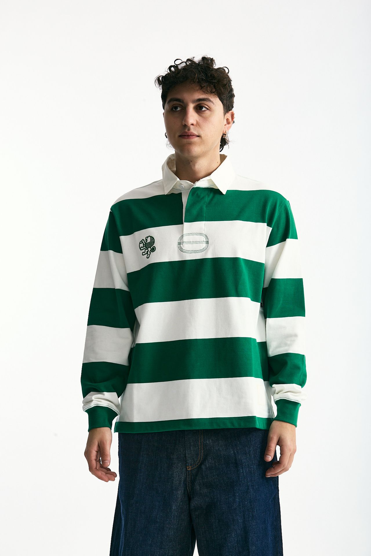 Polo in cotone Rigato bianco e verde men Woc - 1