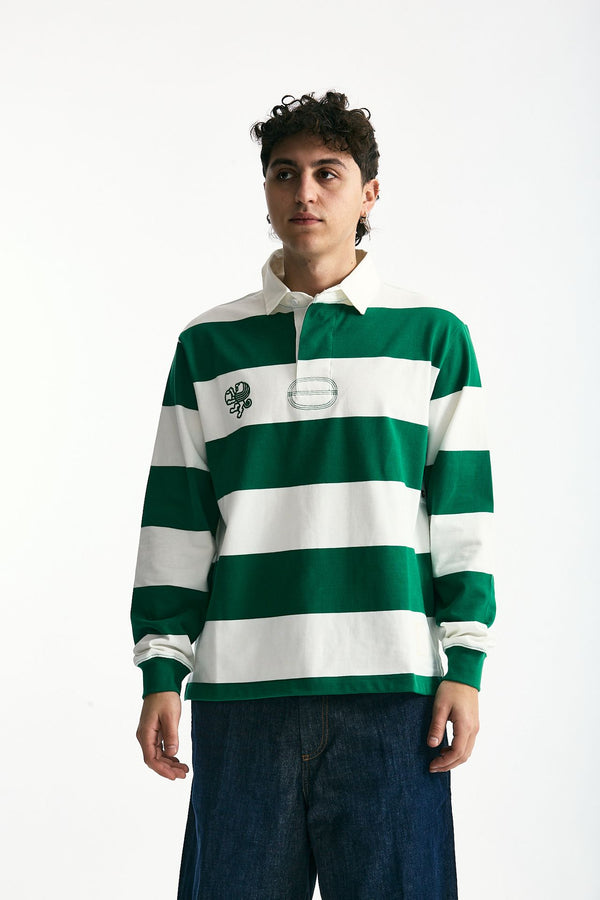 Polo in cotone Rigato bianco e verde men Woc