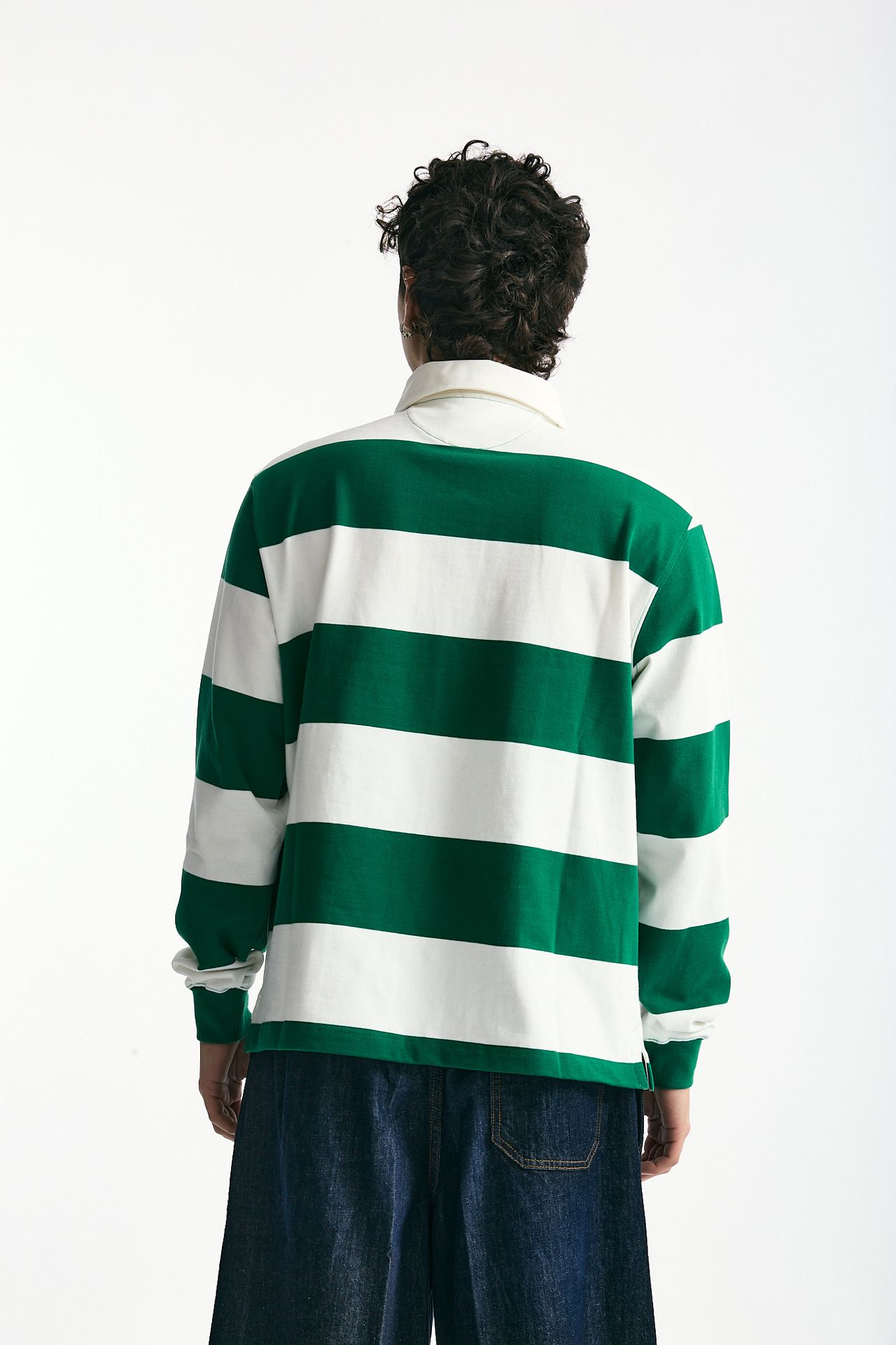 Polo in cotone Rigato bianco e verde men Woc - 3