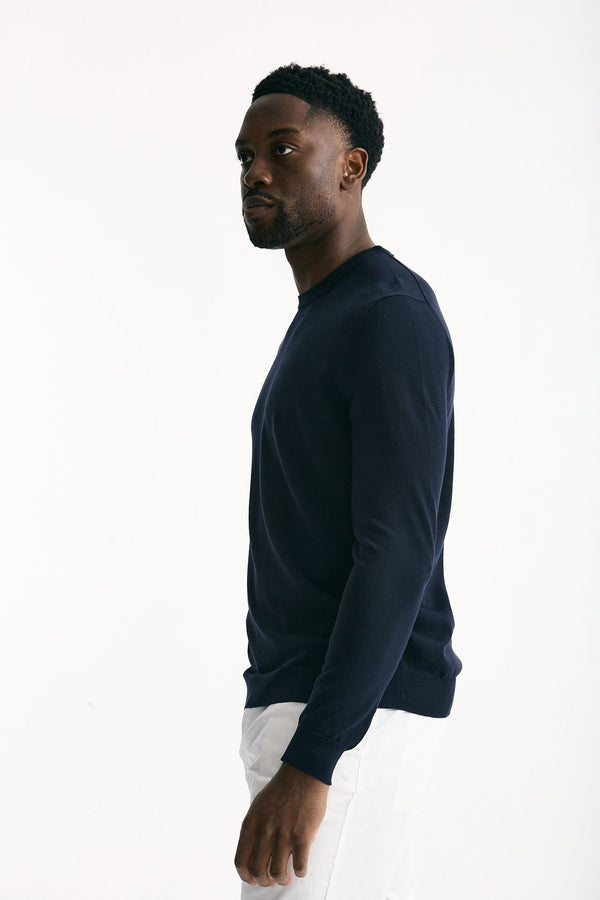 Maglia girocollo in cotone blu men Zanone