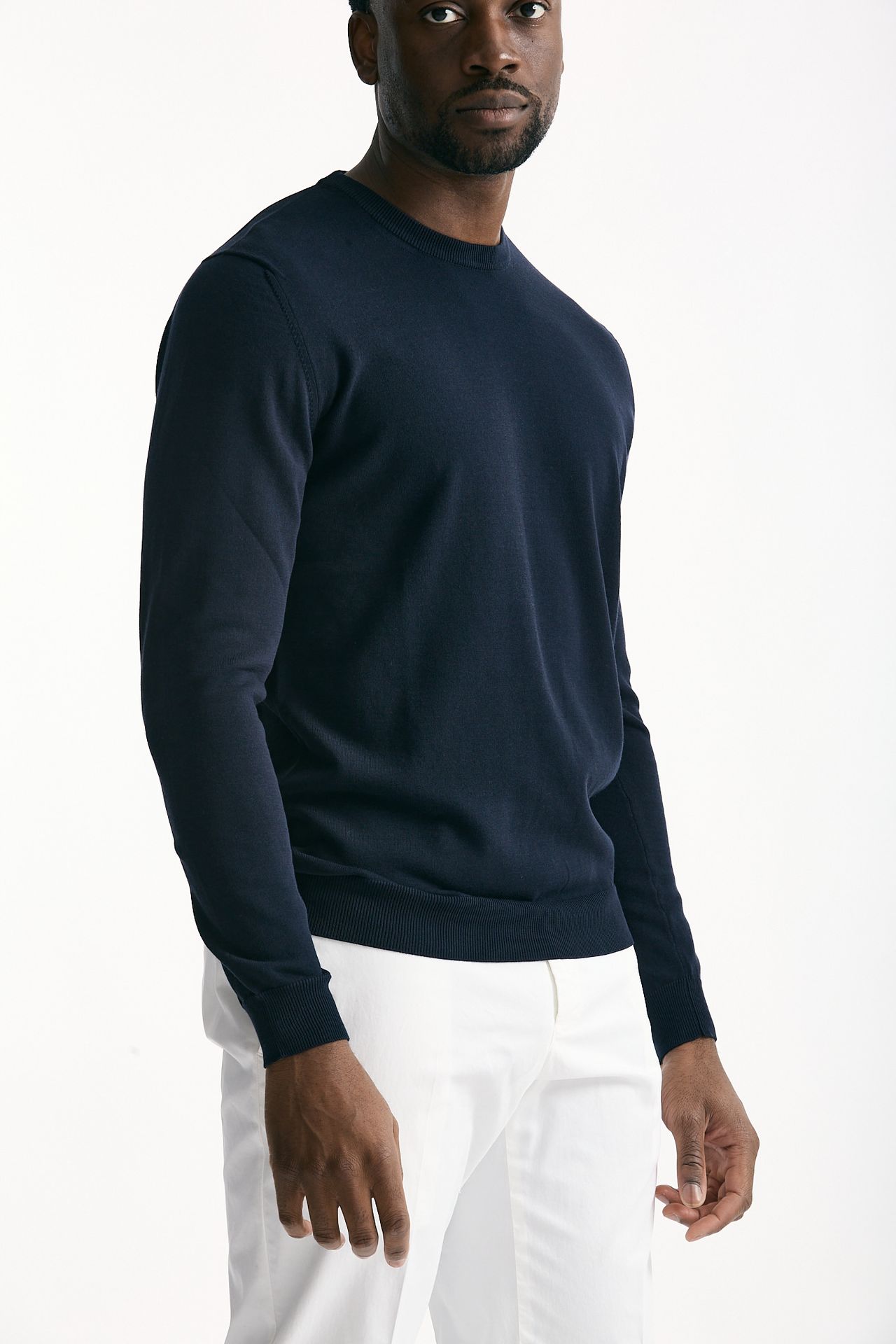 Maglia girocollo in cotone blu men Zanone - 4