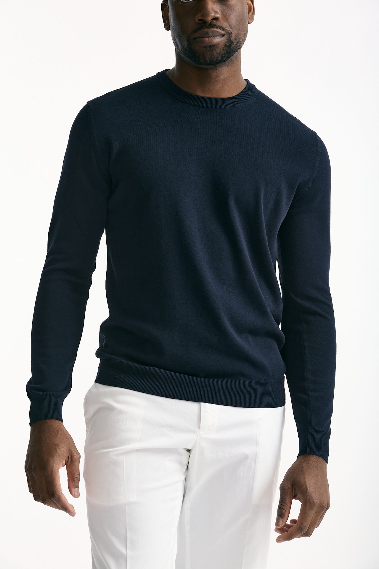 Maglia girocollo in cotone blu men Zanone - 5