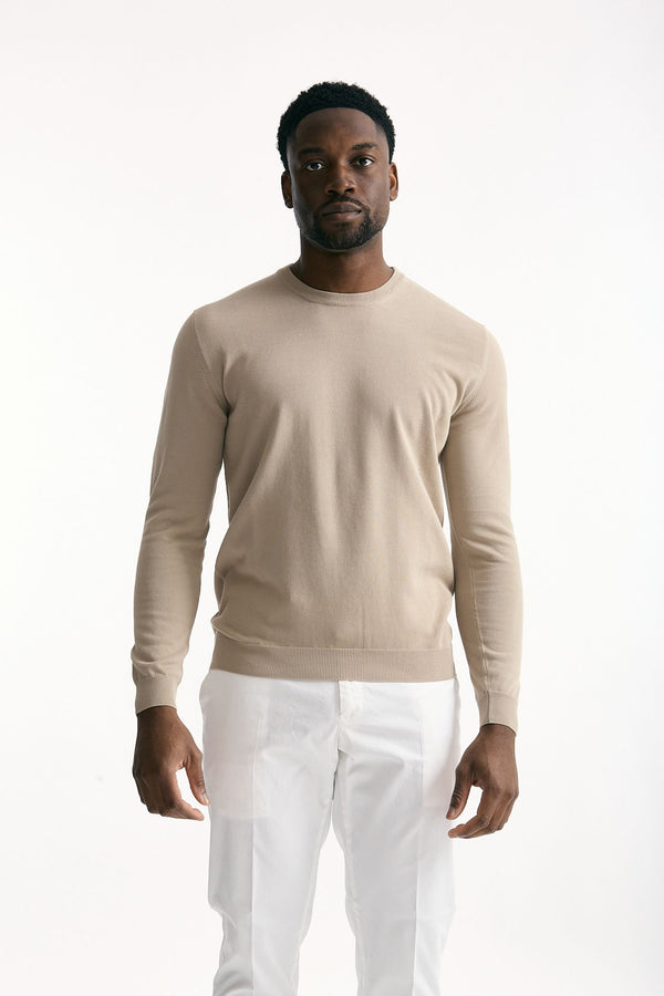 Maglia girocollo in cotone beige men Zanone