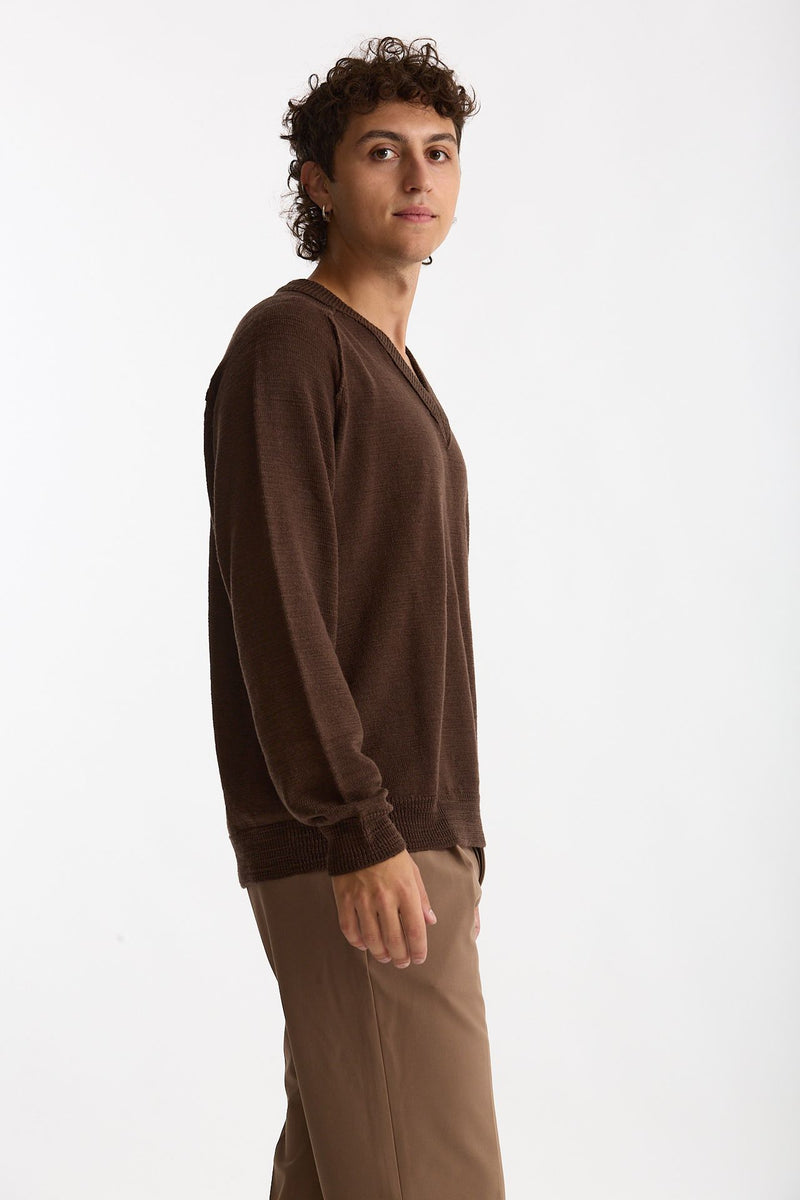 Maglia in lana marrone Scollo a V men Atomo factory - 2