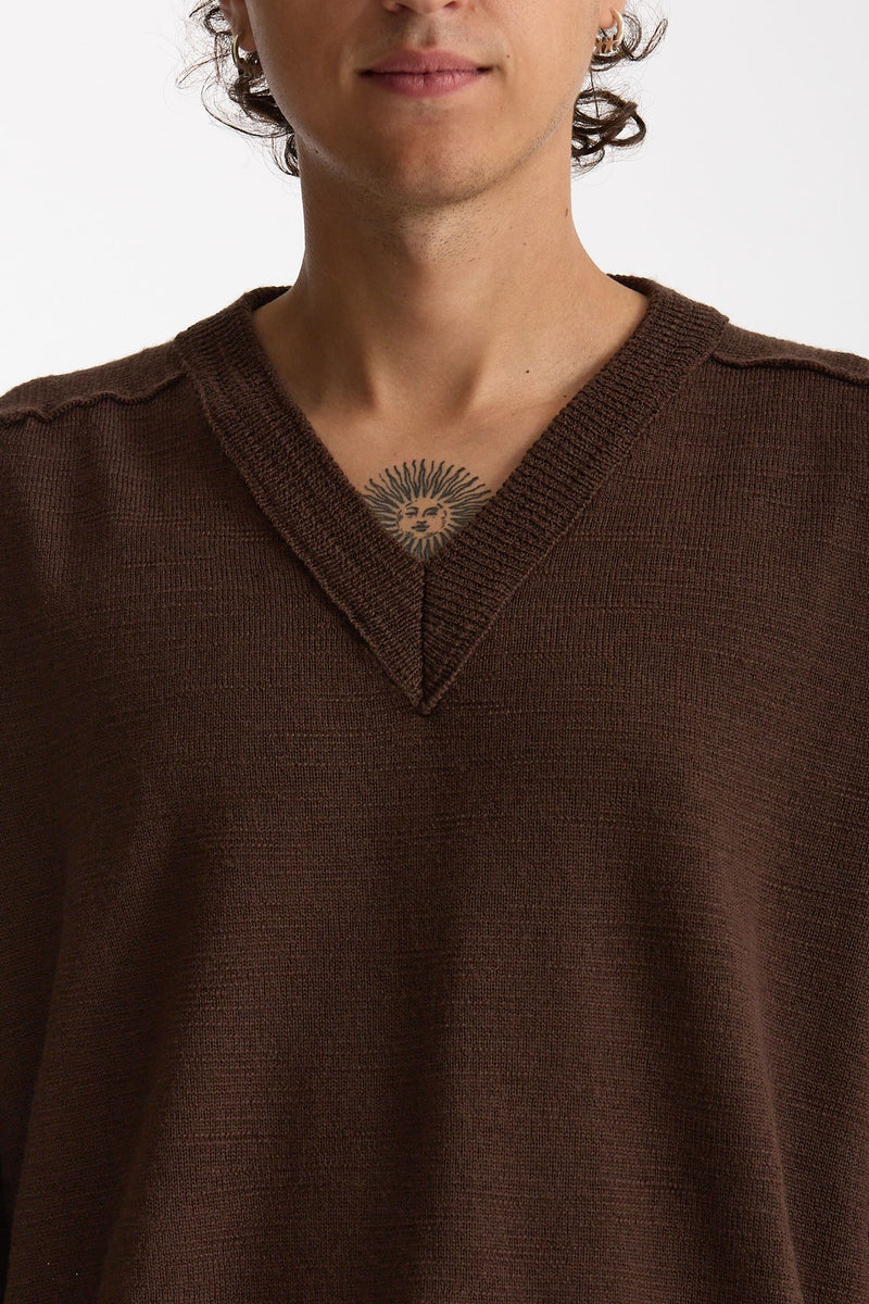 Maglia in lana marrone Scollo a V men Atomo factory - 5