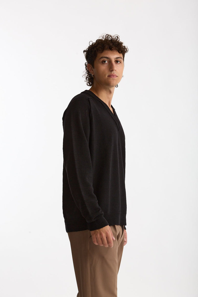 Maglia in lana nero Scollo a V men Atomo factory - 3
