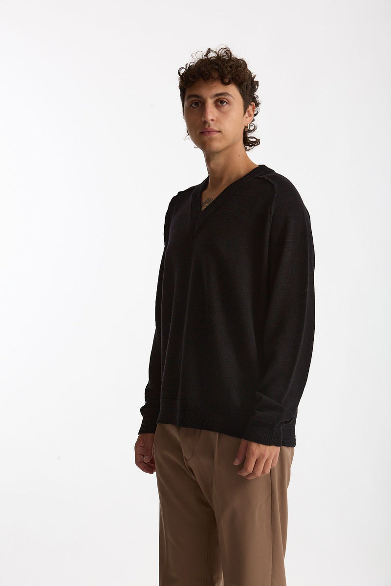 Maglia in lana nero Scollo a V men Atomo factory - 1