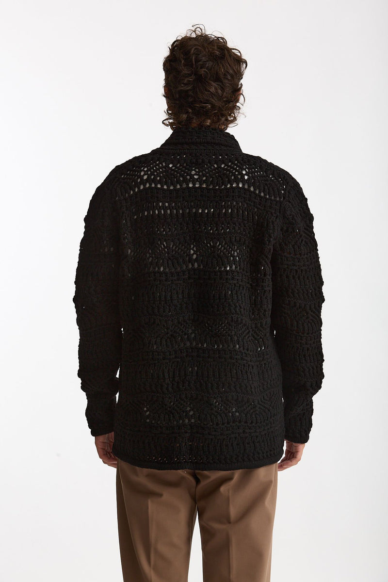 Cardigan in lana e poliammide nero men Atomo factory - 3