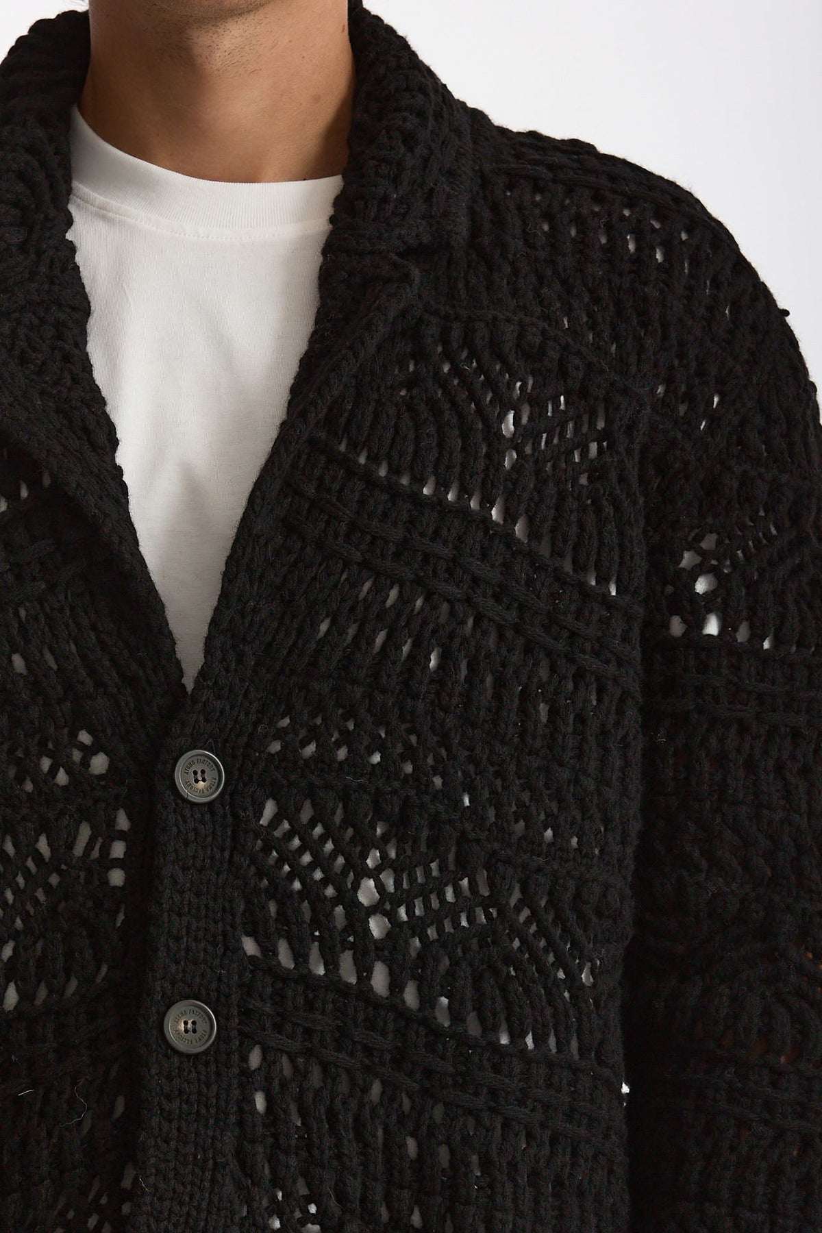 Cardigan in lana e poliammide nero men Atomo factory - 5