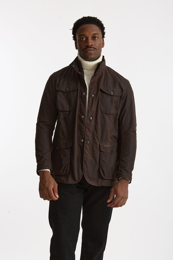 Field jacket OGSTON WAX JACKET in cotone cerato marrone scuro men Barbour