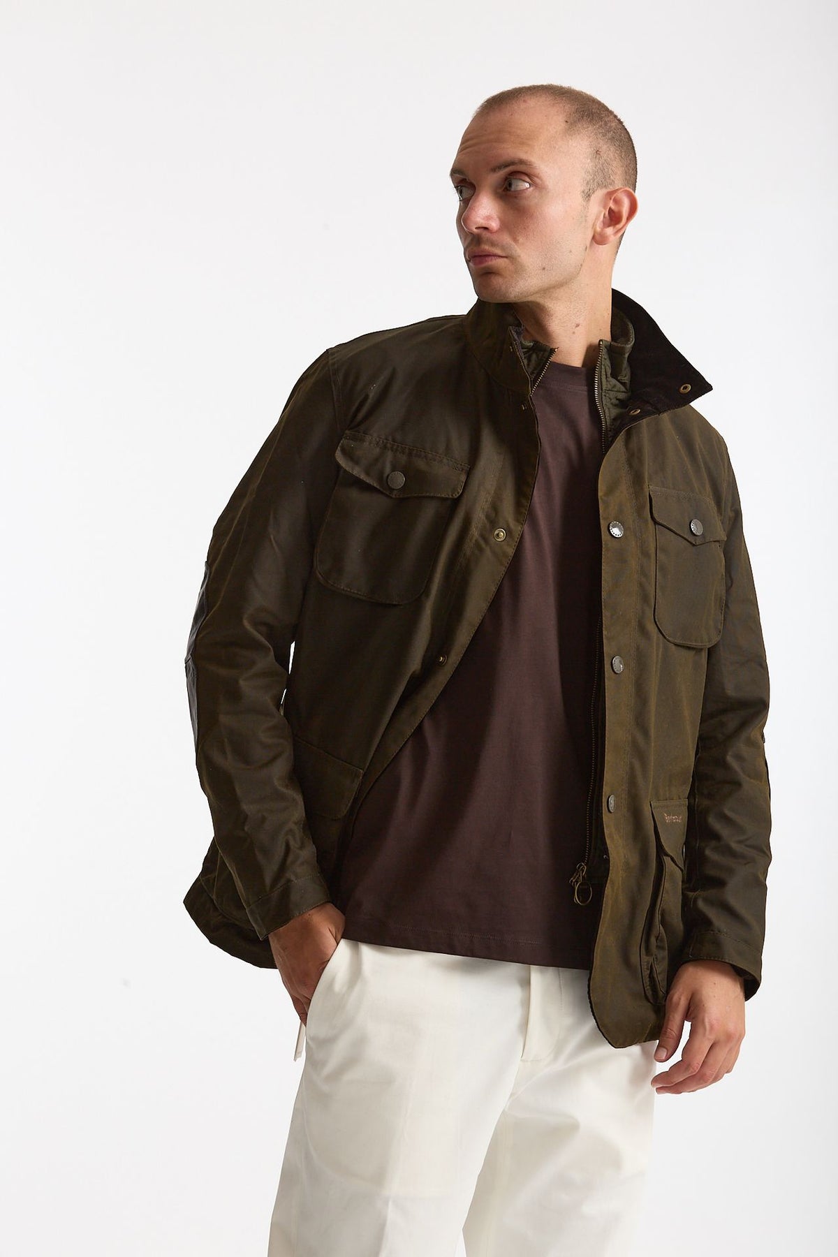 Field jacket OGSTON WAX JACKET in cotone cerato olive men Barbour - 5