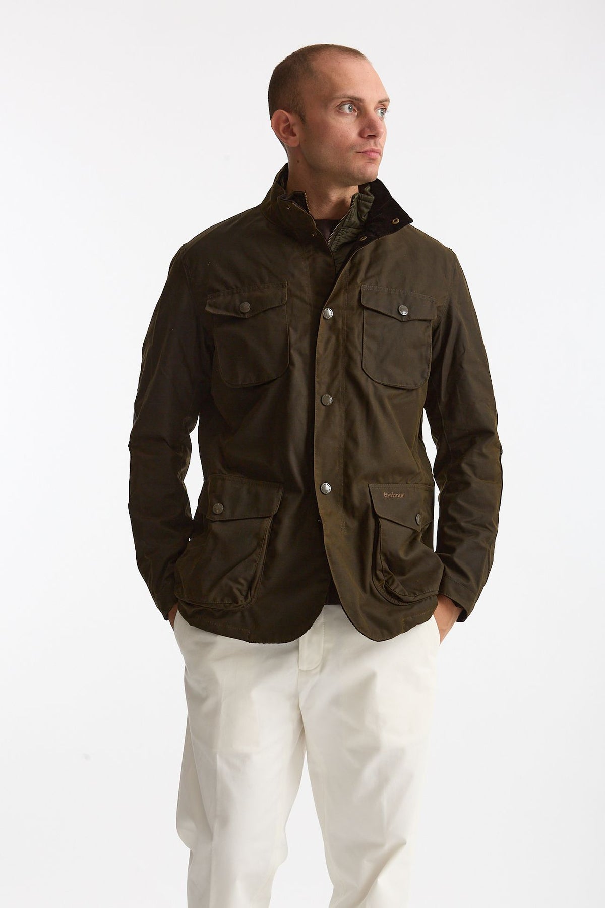 Field jacket OGSTON WAX JACKET in cotone cerato olive men Barbour - 6