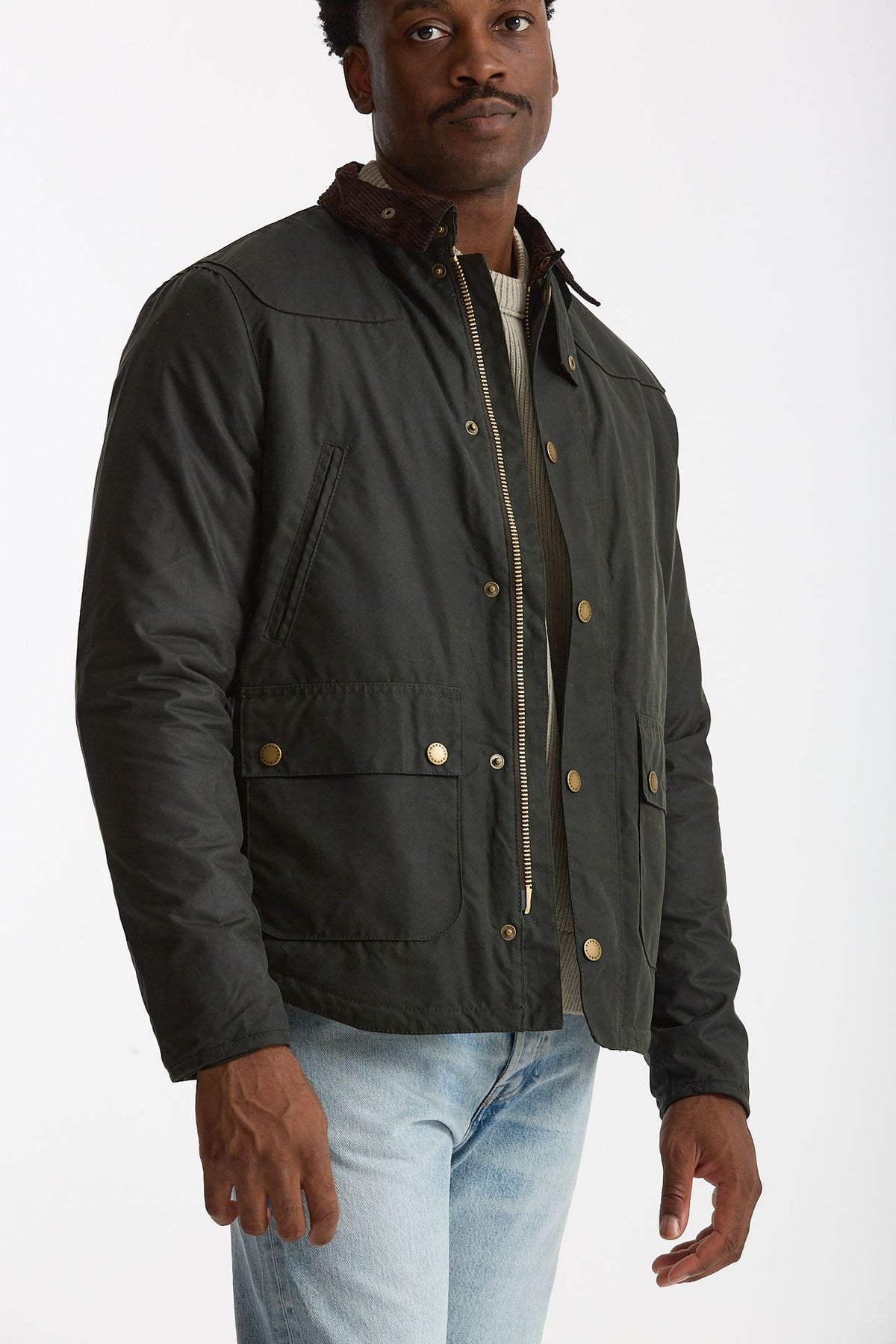 Giubbino REELIN WAX JACKET in cotone cerato sage-verde men Barbour - 4