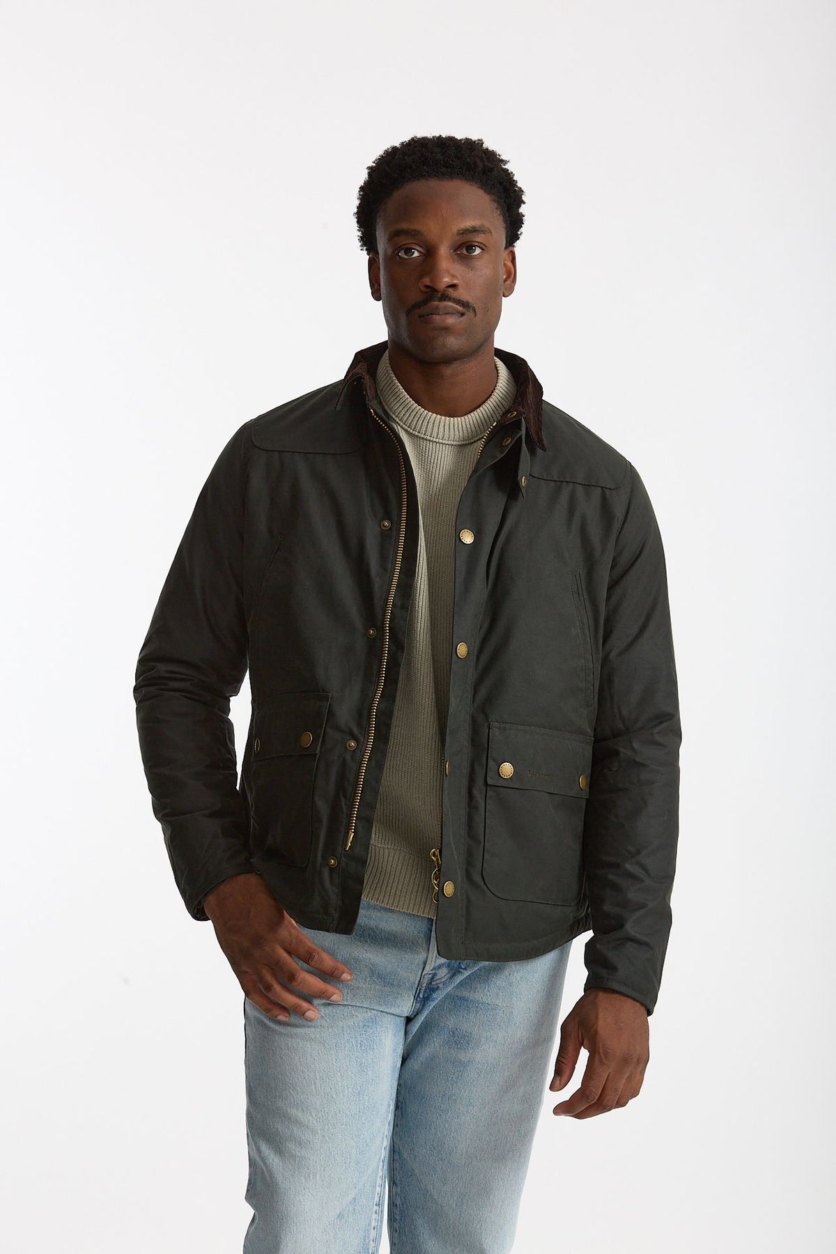 Giubbino REELIN WAX JACKET in cotone cerato sage-verde men Barbour - 1